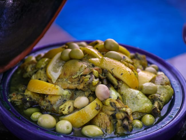 Tajine marocain de poulet aux olives et au citron confit