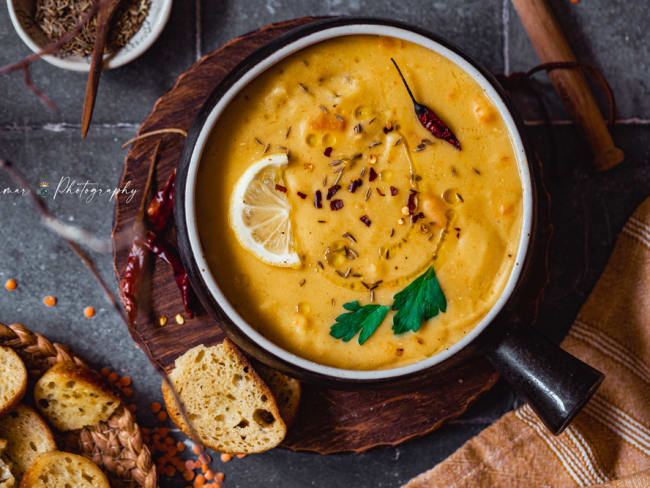 Soupe aux carottes et lentilles corail