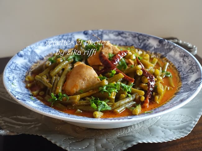 Tajine de haricots verts à la poitrine de dinde