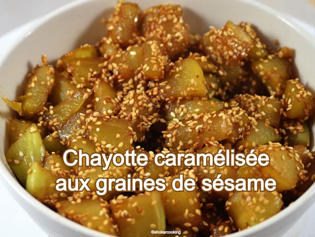 Chayotte caramélisée aux graines de sésame