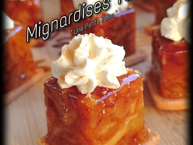 Mignardises tatin en forme de cubes