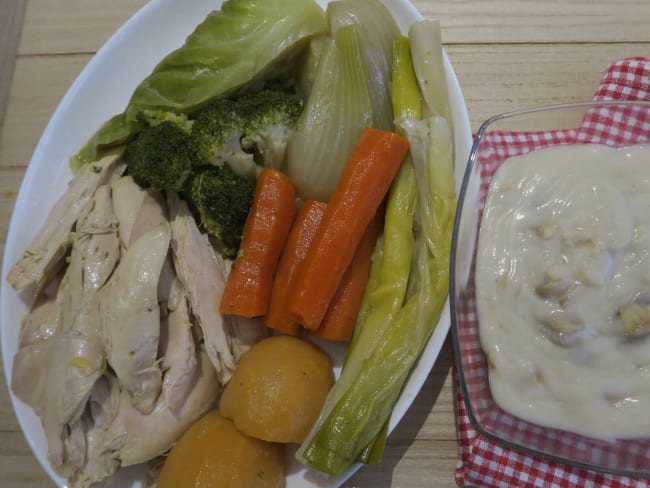 Poulet au bouillon de légumes