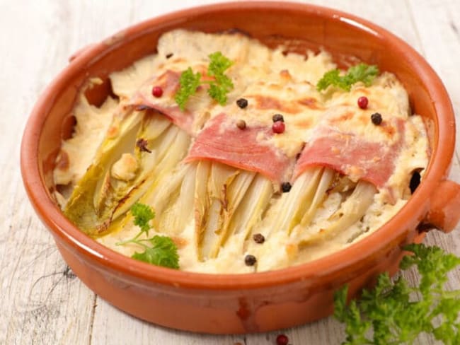 Gratin d'endives au jambon