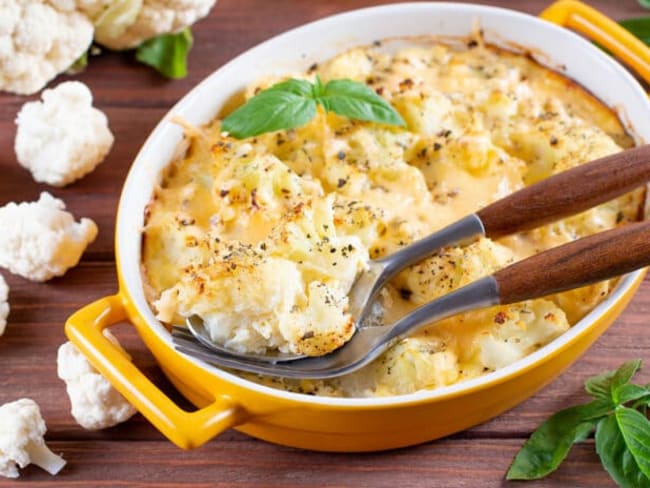 Gratin de chou-fleur au gorgonzola et parmesan - Recette régime