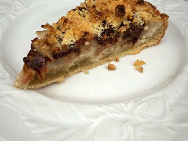 Tarte streusel poire amande chocolat