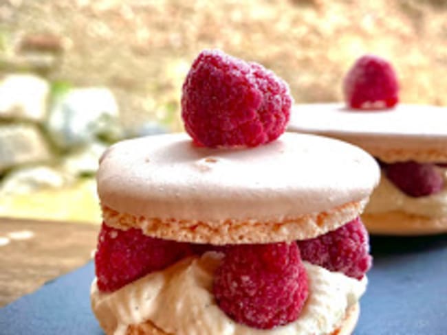 Macarons framboise, à la meringue suisse