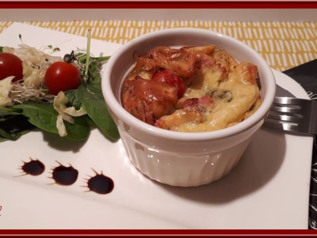 Clafoutis tomates, épinards et parmesan