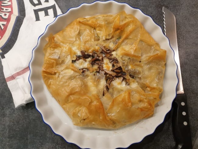 Tarte croustillante mozzarella et champignons d'après Cyril Lignac