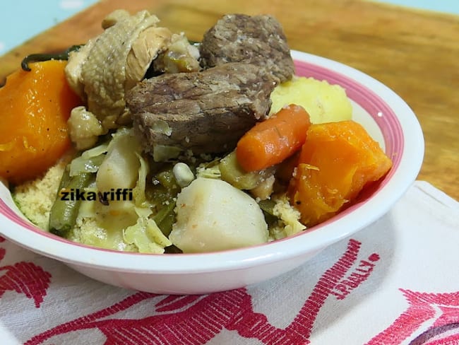 Couscous de blé complet au boeuf, à la butternut et légumes