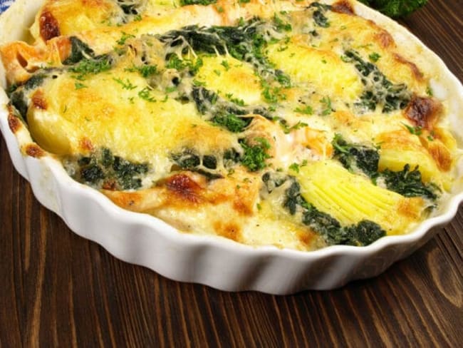 Gratin de pommes de terre et chicorée