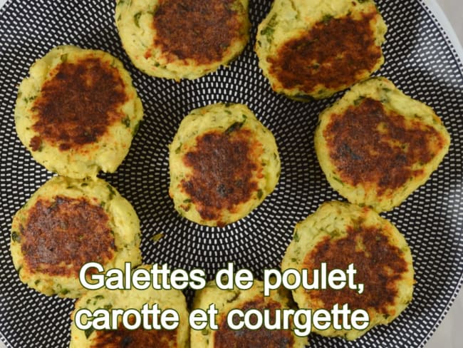 Galettes de poulet, carotte et courgette