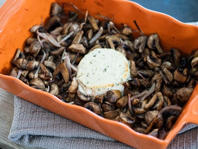 Champignons et Boursin rôtis au four