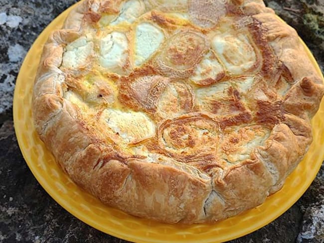 Quiche aux champignons de Paris et crottin de chavignol