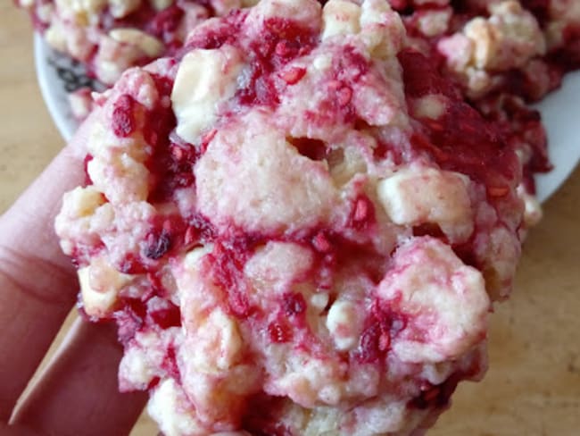 Les cookies aux framboises et au chocolat blanc