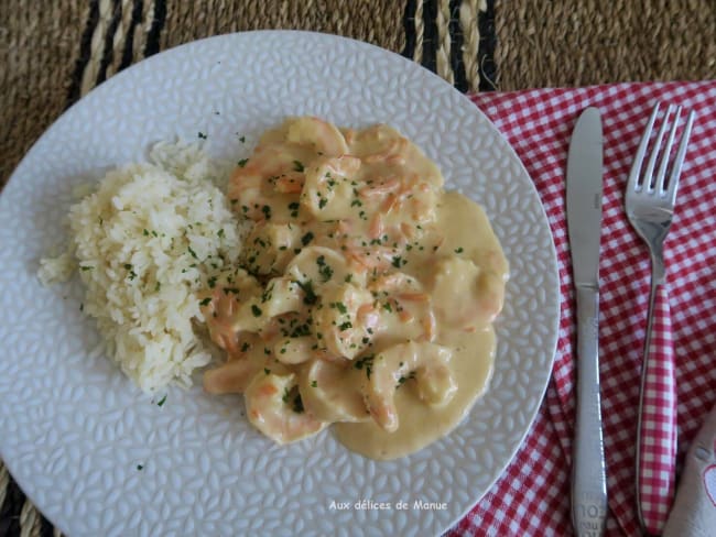 Crevettes à la crème fraîche