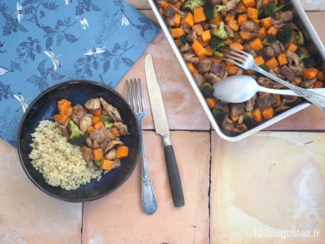 Shiitake et courge butternut au four