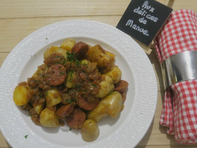 Pommes de terre sautées au chorizo et oignon