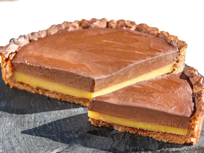 Tarte végan chocolat orange sans gluten, ni lait ni sucre