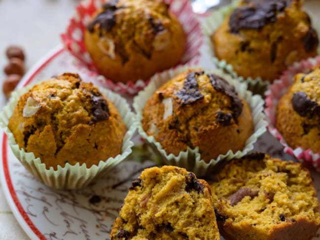 Muffins aux noisettes et chocolat IG bas et sans lactose