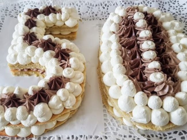 Number cake aux 3 chocolats pour un gâteau d'anniversaire de 50 ans