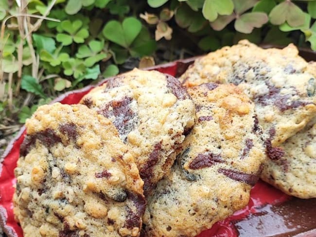 Cookies chocolat aux graines et flocons d’avoine