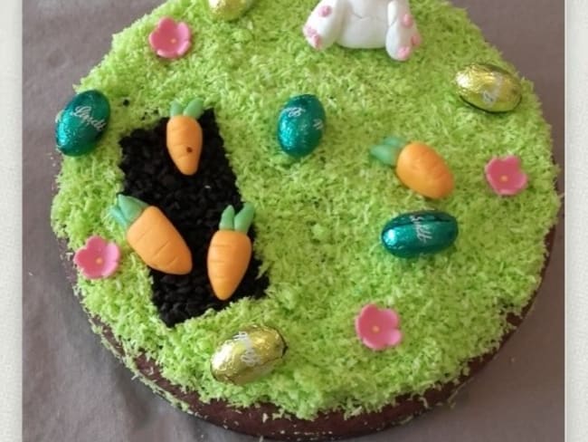 Gâteau au chocolat et courgette façon jardinet de Pâques