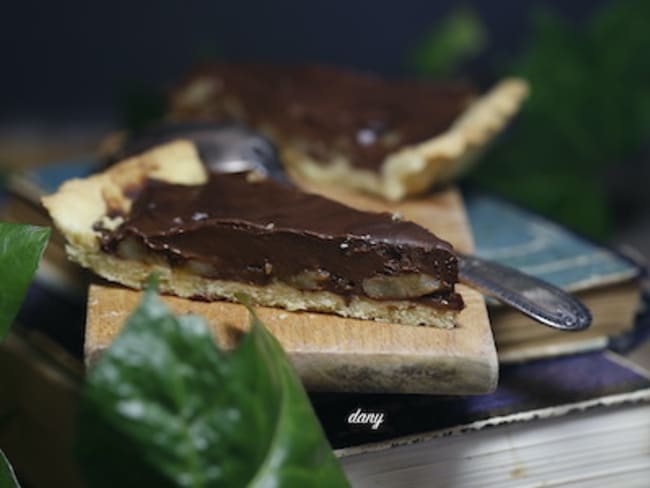 tarte banane chocolat café