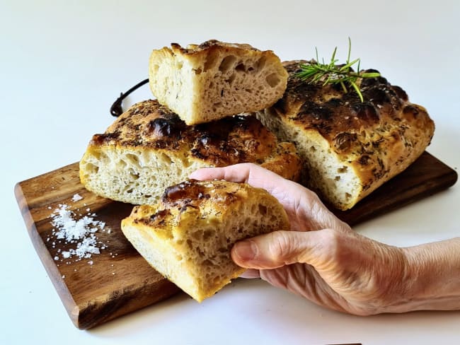 Focaccia sans pétrissage à fermentation lente