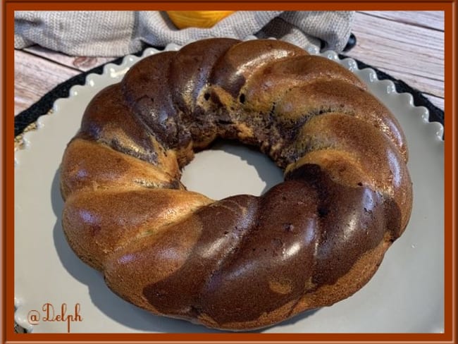 Gâteau marbré chocolat et orange