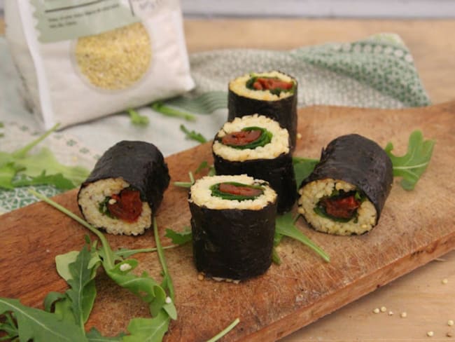 Makis millet roquette tomates séchées pour l'apéro