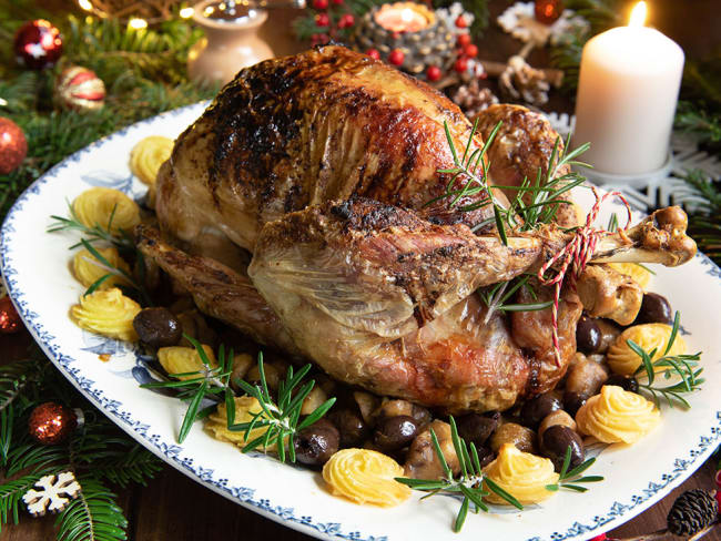 Dinde farcie aux marrons et aux olives de Nyons pour les fêtes