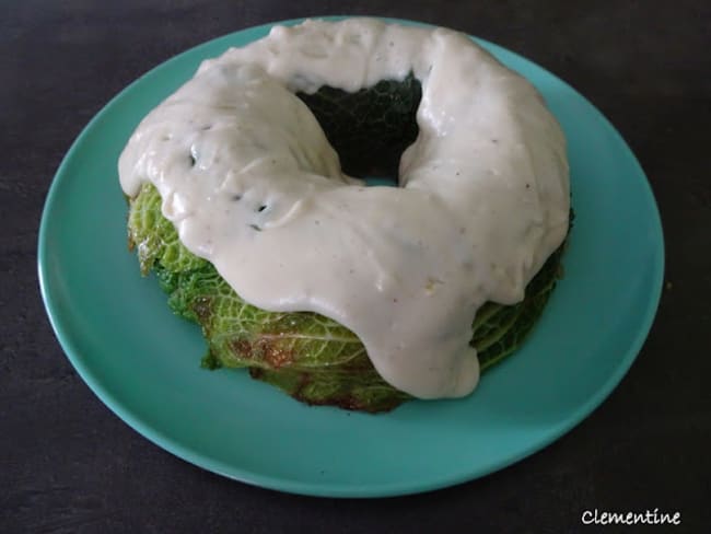 Timbale de chou vert et crème au taleggio