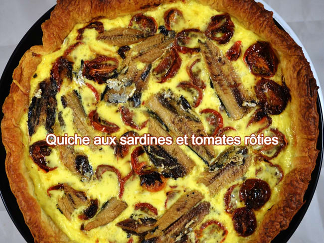 Quiche aux sardines et tomates rôties