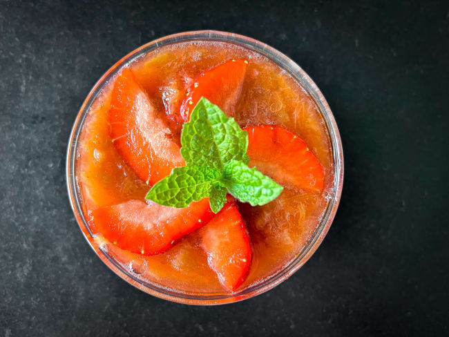 Compote rhubarbe fraise vanillée