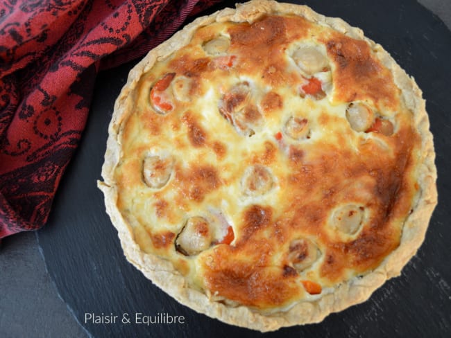 Tarte aux noix de Saint Jacques et julienne de petits légumes