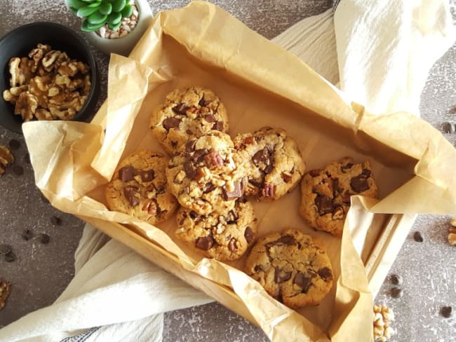 Cookies vegan cacahuètes, chocolat et pécan