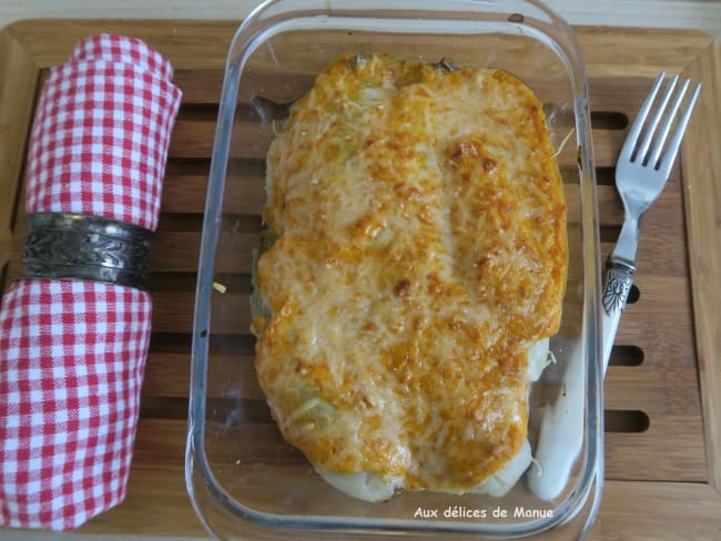 Gratin d'endives Ã  la béchamel au chorizo