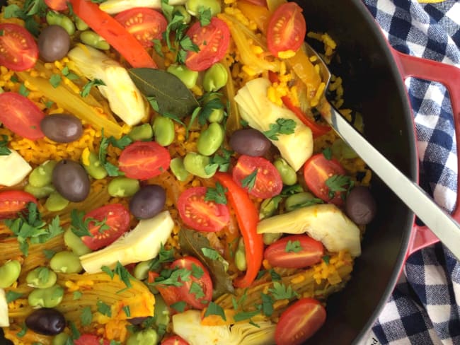 Paella aux légumes d'après une recette de Yotam Ottolenghi