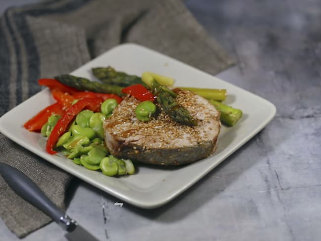 Bonite aux légumes de printemps