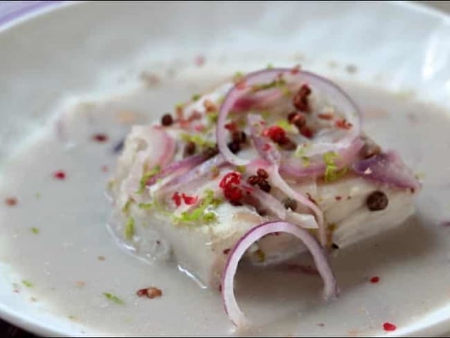 Dos de cabillaud au lait de coco, gingembre et citron vert