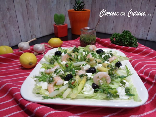 Salade aux asperges et aux crevettes