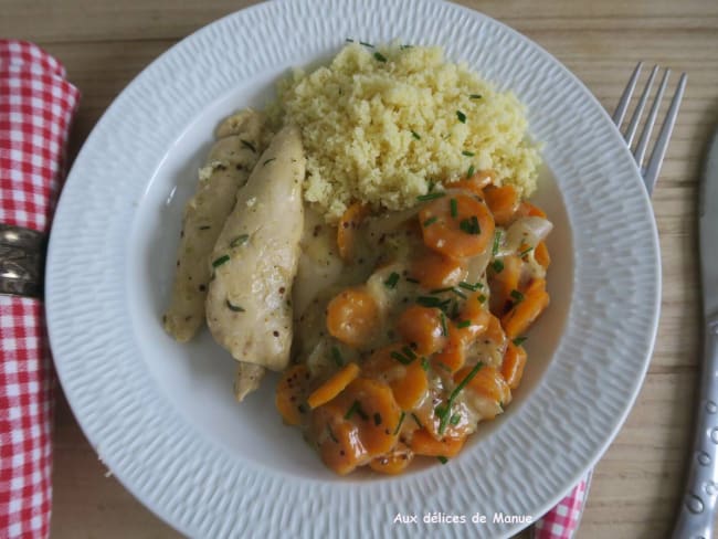 Poulet et carottes à la moutarde