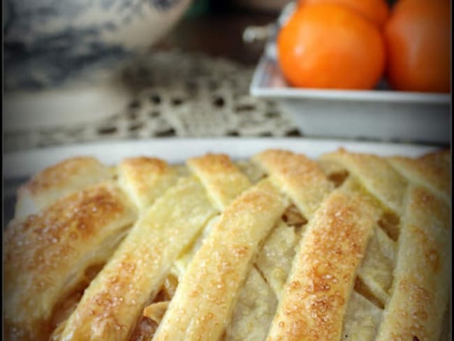 Tresse feuilletée aux pommes au caramel au beurre salé comme une galette des rois