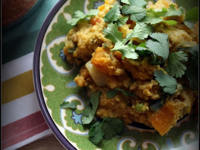 Dhal lentilles corail et courge butternut au cuiseur sous pression