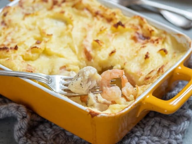 Gratin de cabillaud et crevettes