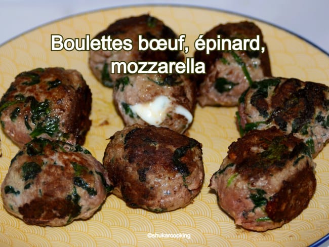 Boulettes bœuf, épinard, mozzarella