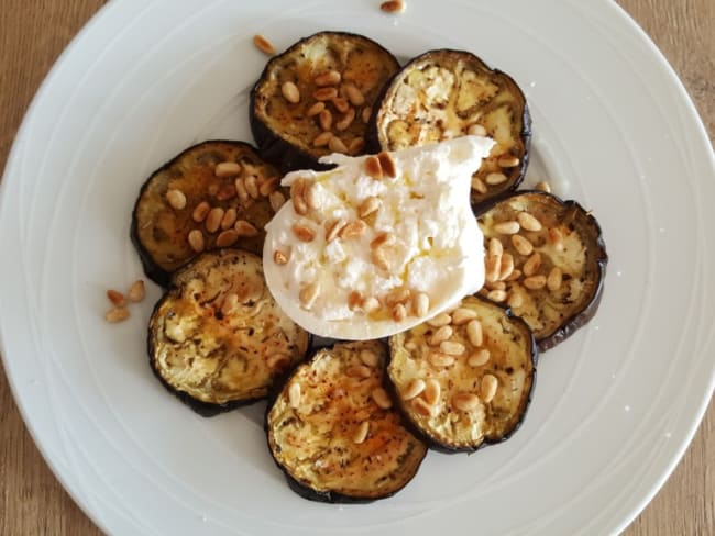 Aubergines rôties à la burrata