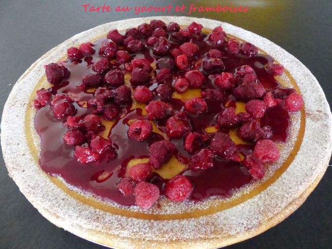 Tarte au yaourt et framboises