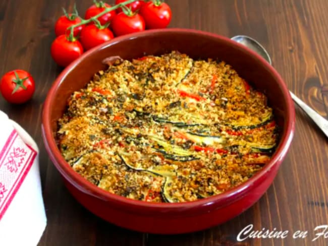 Gratin de courgettes, tomates et scarmorza