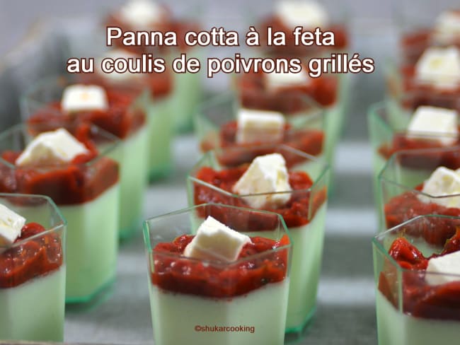 Panna cotta à la feta au coulis de poivrons grillés